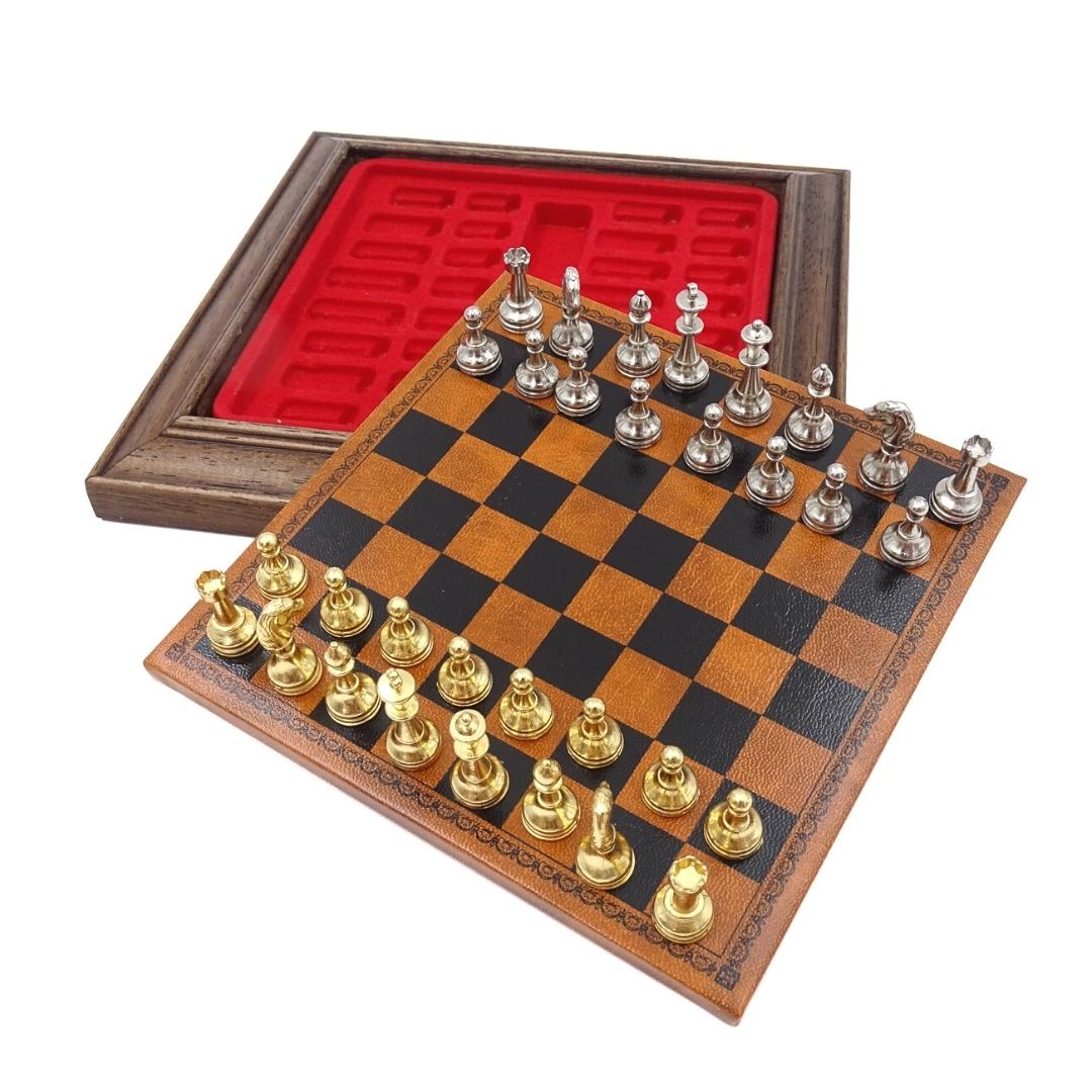 Exklusivt magnetiskt metallschack Italfama 18x18 cm – N300