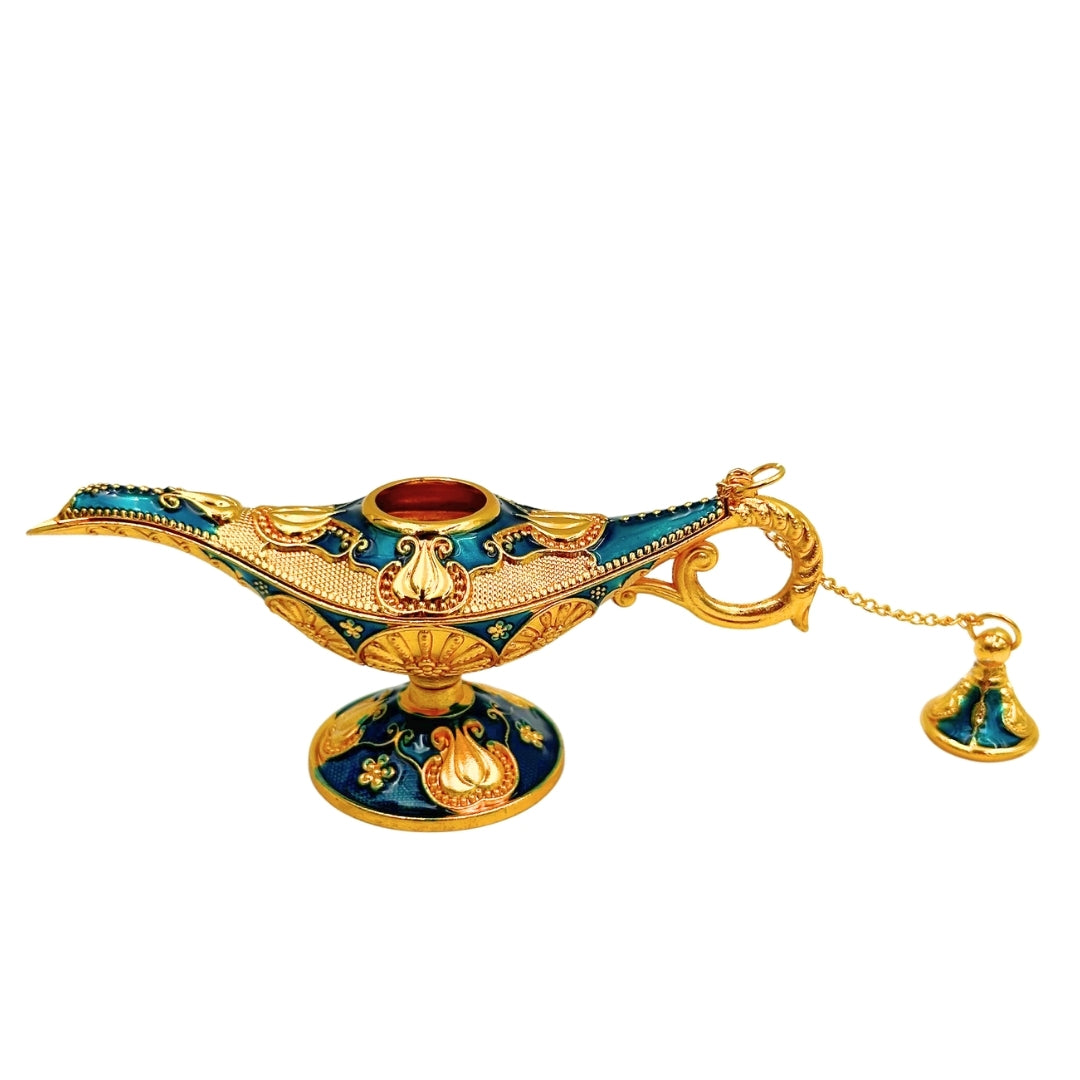 Dekorativ Aladdin-lampa i metall marinblå-guld 12cm - LAB12