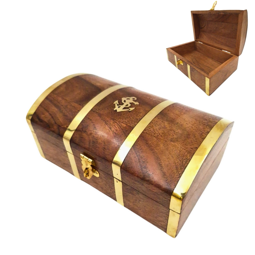 Marin smyckesask i trä, vintage - DNU-020
