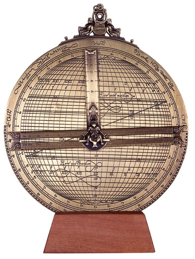 Stort Rojas-astrolabium i mässing – diameter 20 cm – reproduktion – H34