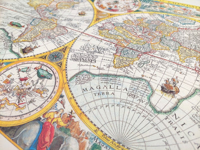 Gammal världskarta - Orbis Terrarum nytryck - P. Plancius, 1594 r. M1594