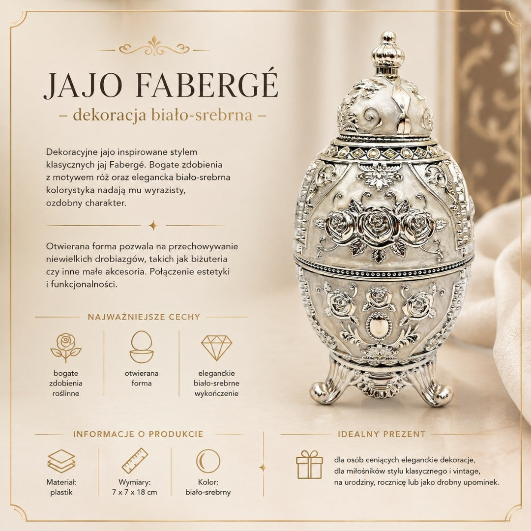 Silverfärgat öppningsbart Fabergéägg - SRWS