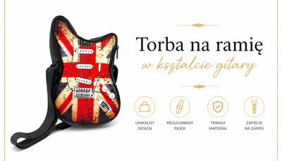 Axelväska i form av en gitarr – brittisk flagga – Present till ett musikfan - RBG-008