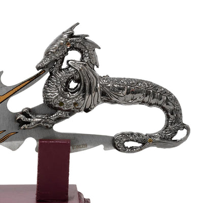 Dekorativ dolk drake på sockel 19 cm - fantasy - rostfritt stål – SW-185