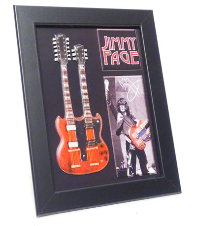 Mini-gitarr i Jimmy Page double neck-stil i ram FMG-011