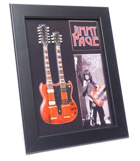 Mini-gitarr i Jimmy Page double neck-stil i ram FMG-011