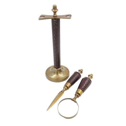 Skrivbordsset förstoringsglas och brevkniv MIS-0742