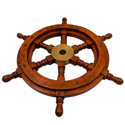 Träratt med mässingsinsats och plats för kil - diameter 30 cm - perfekt present med möjlighet till personlig gravyr - maritim och retrostil