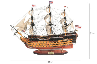 Färdigmonterad modell av segelfartyget HMS Victory 80 cm med möjlighet till personlig gravyr - exklusiv presentdekoration, handgjord av exotiskt trä, hög kvalitet och omsorg om detaljerna