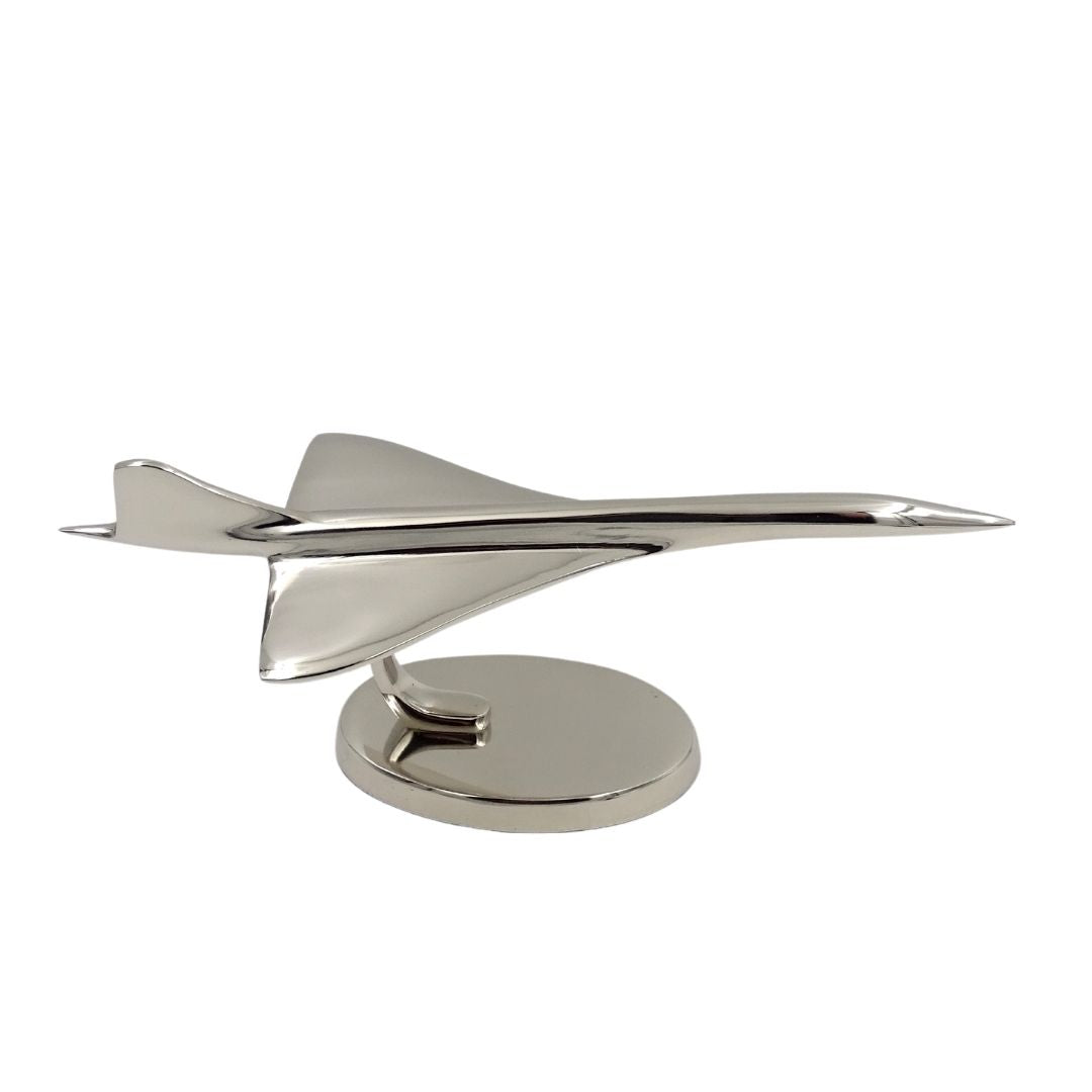 Metallmodell av Concorde-flygplan - flygets ikon - CON