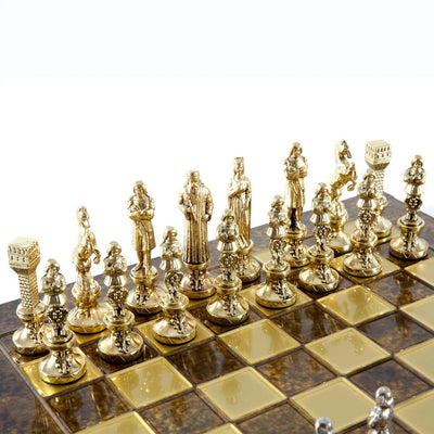 Stora exklusiva schack – 36x36 cm – guld-silver - Renässans S9BRGS