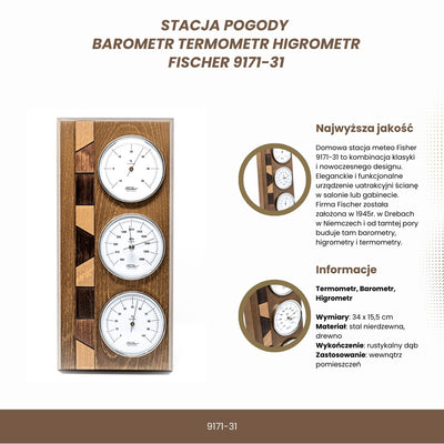 Väderstation - Barometer hygrometer termometer - Fischer 9171-31