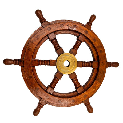 Träratt med mässingsinsats och plats för kil - diameter 30 cm - perfekt present med möjlighet till personlig gravyr - maritim och retrostil