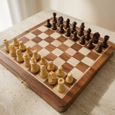 Magnetiskt träschack - strategispel - G201Z