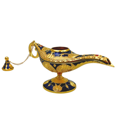 Aladdins lampa LABB med metalldekorationer i guldfärg, mörk marinblå, 22 x 7 x 11 cm