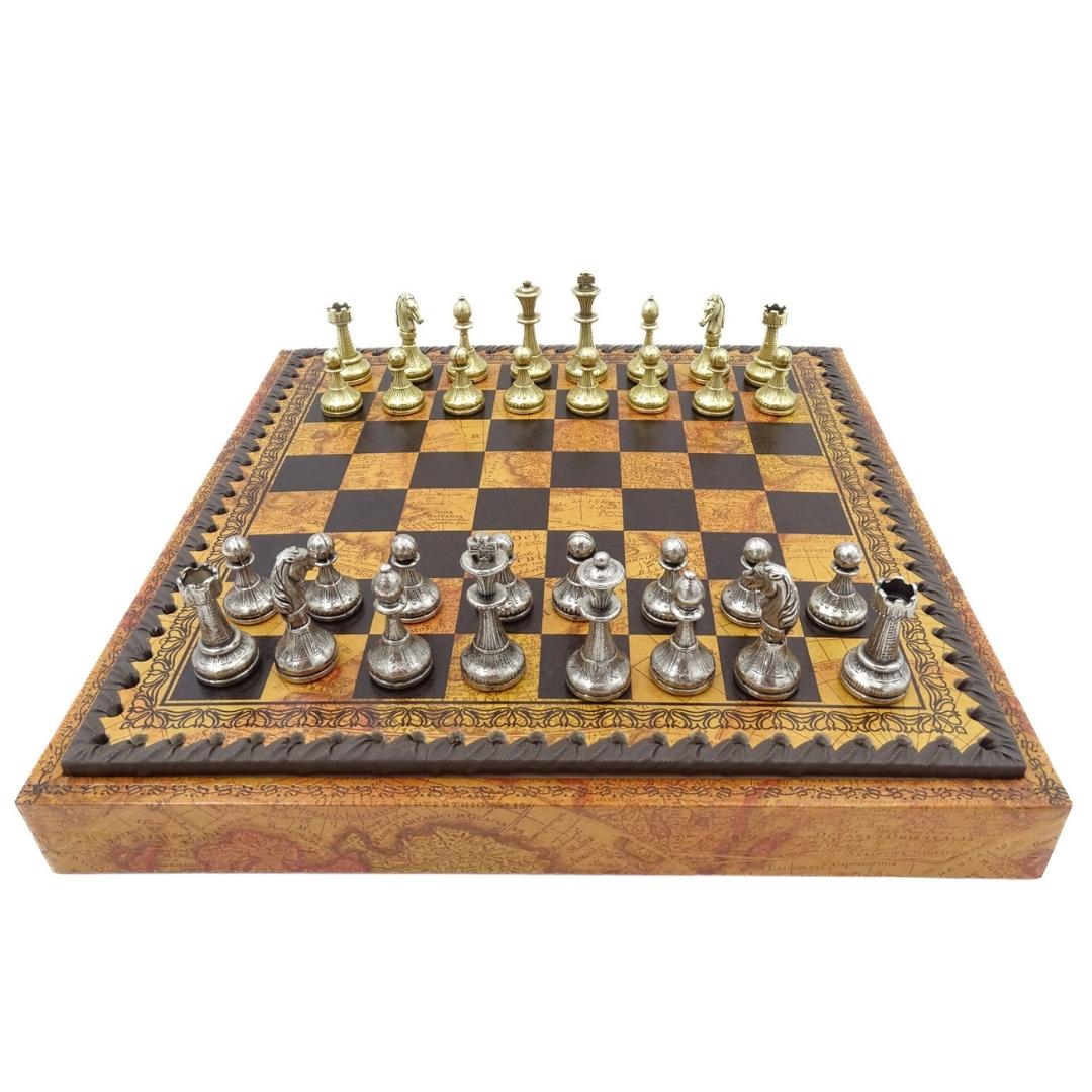 Exklusivt metallschack Italfama 28x28 cm – N035