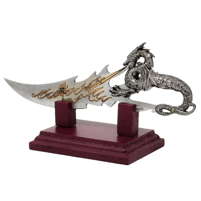 Dekorativ dolk drake på sockel 19 cm - fantasy - rostfritt stål – SW-185