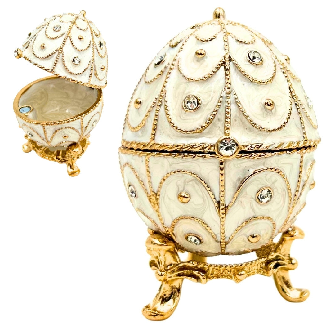 Exklusivt Fabergéägg-skrin i metall med kristaller - B0748-17WH