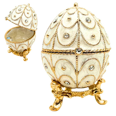 Exklusivt Fabergéägg-skrin i metall med kristaller - B0748-17WH