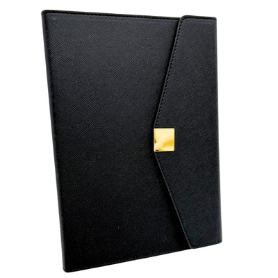 Elegant premium-presentset – A5-anteckningsbok med penna och USB-minne 16GB i ask – svart-guld – EE9