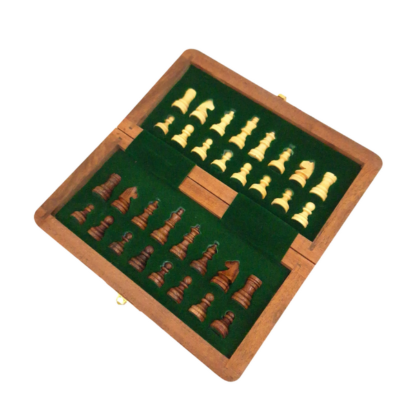 Magnetiskt träschack 17x17cm - hopfällbart - DNU-025