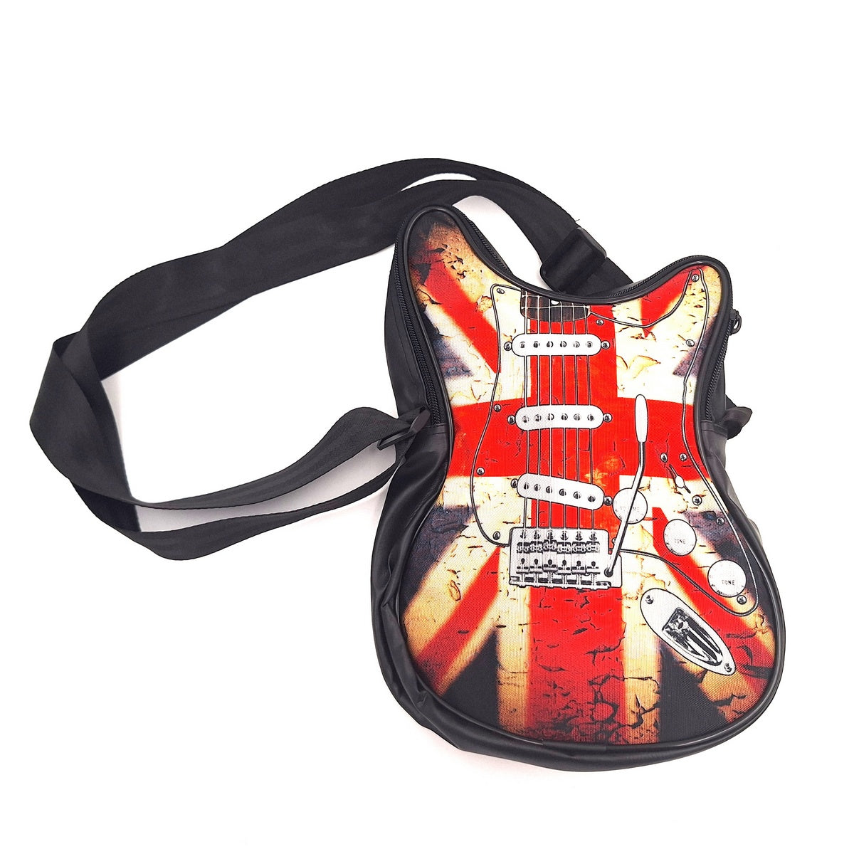 Axelväska i form av en gitarr – brittisk flagga – Present till ett musikfan - RBG-008