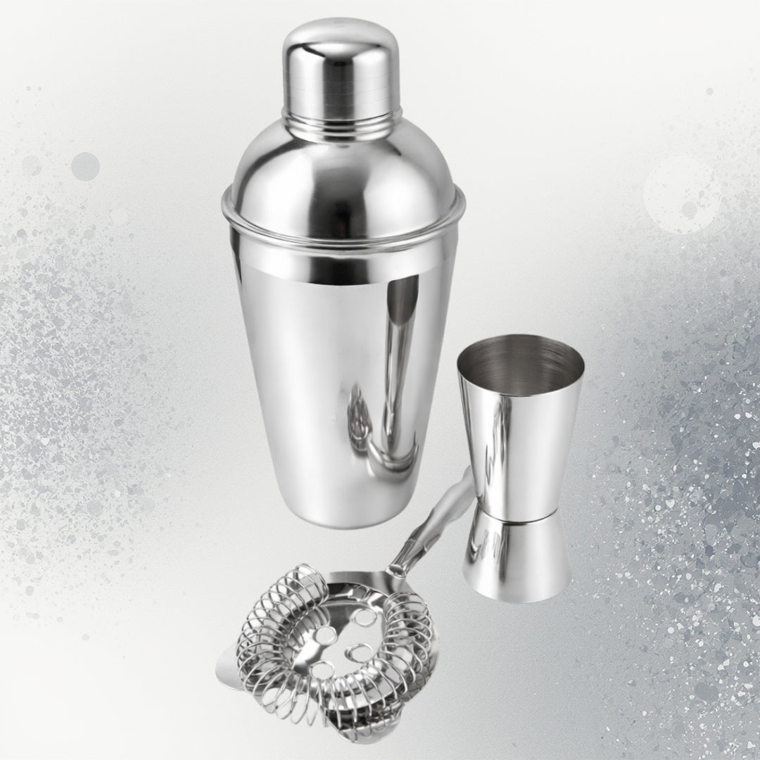Bartenderset – 3 delar Shaker Jigger Strainer - BS48171