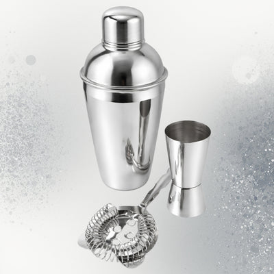 Bartenderset – 3 delar Shaker Jigger Strainer - BS48171