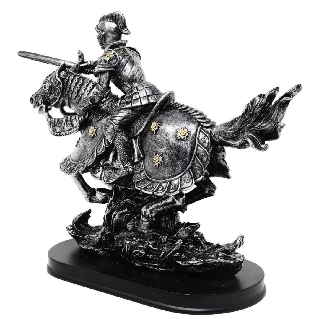 Figur Riddare till häst 31cm – handmålad polyresin – MC-23152