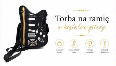 Axelväska i form av en gitarr med malteserkors – Present till en gitarrist - RBG-005