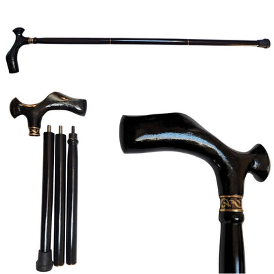 Elegant hopfällbar käpp med metallhandtag