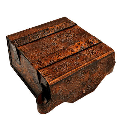 Mässingssekstant i retrostil i läderfodral - elegant navigationsinstrument med gravyrmöjlighet - perfekt present för seglings- och historieälskare - mått 13x12x7 cm