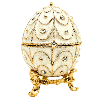 Exklusivt Fabergéägg-skrin i metall med kristaller - B0748-17WH