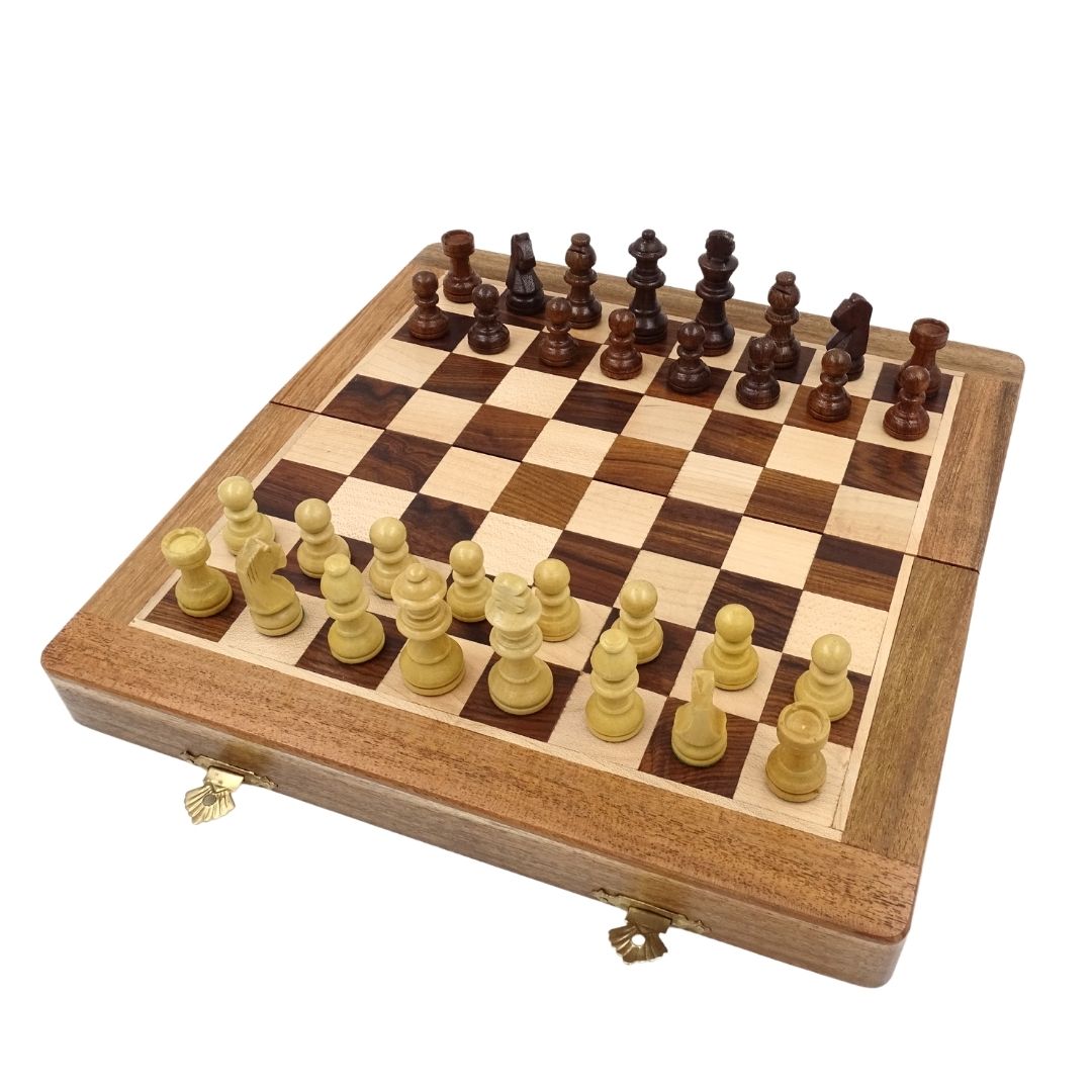Magnetiskt träschack 30x30cm hopfällbart - G614