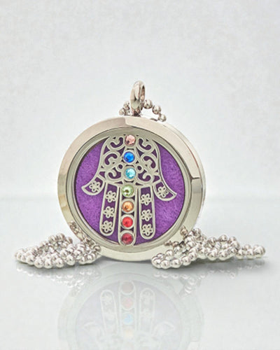 AromaHamsa Chakra – Aromaterapeutiskt halsband med Hamsa-medaljong 30 mm