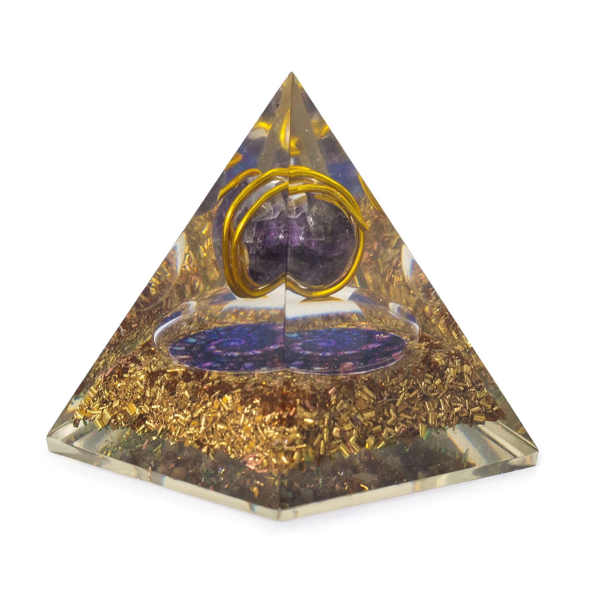 Orgonitpyramid med ametist och koppar 7x6 cm