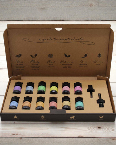 Höstlig naturharmoni – lyxig uppsättning med 12 eteriska oljor 5 ml med pipetter