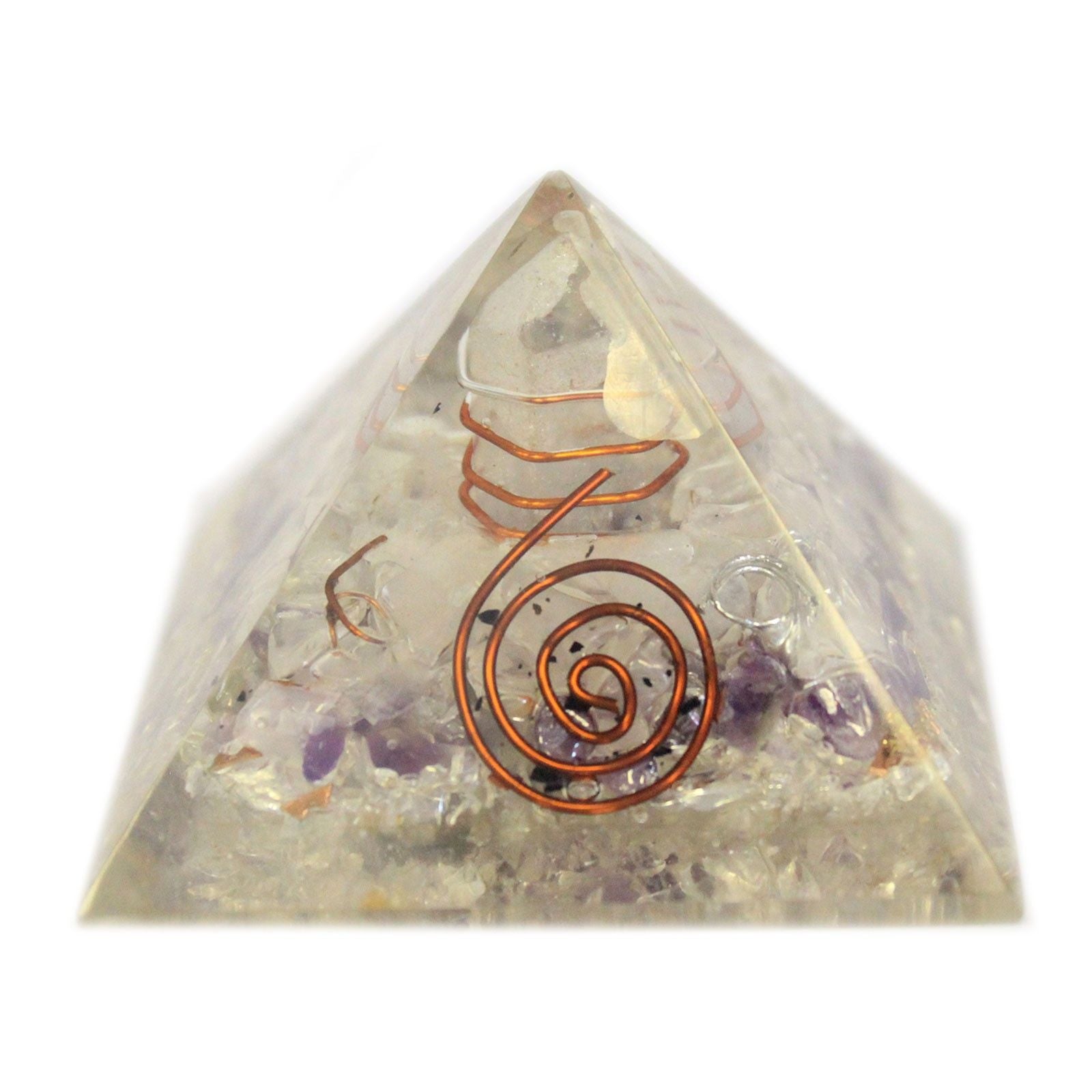 Magisk orgonitpyramid 55 mm med ädelstenar och koppar