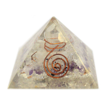 Magisk orgonitpyramid 55 mm med ädelstenar och koppar