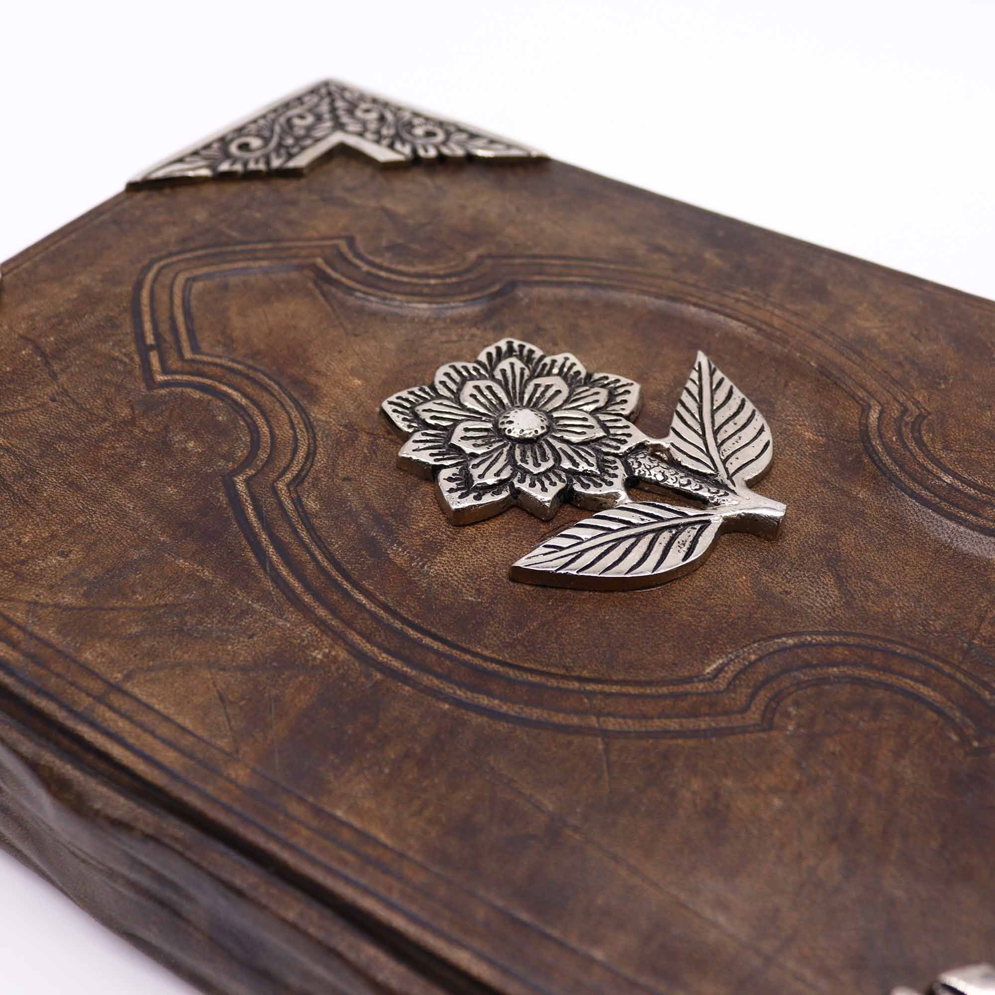 Elegant anteckningsbok Hefty Brown Tan med Zinc Rose-motiv