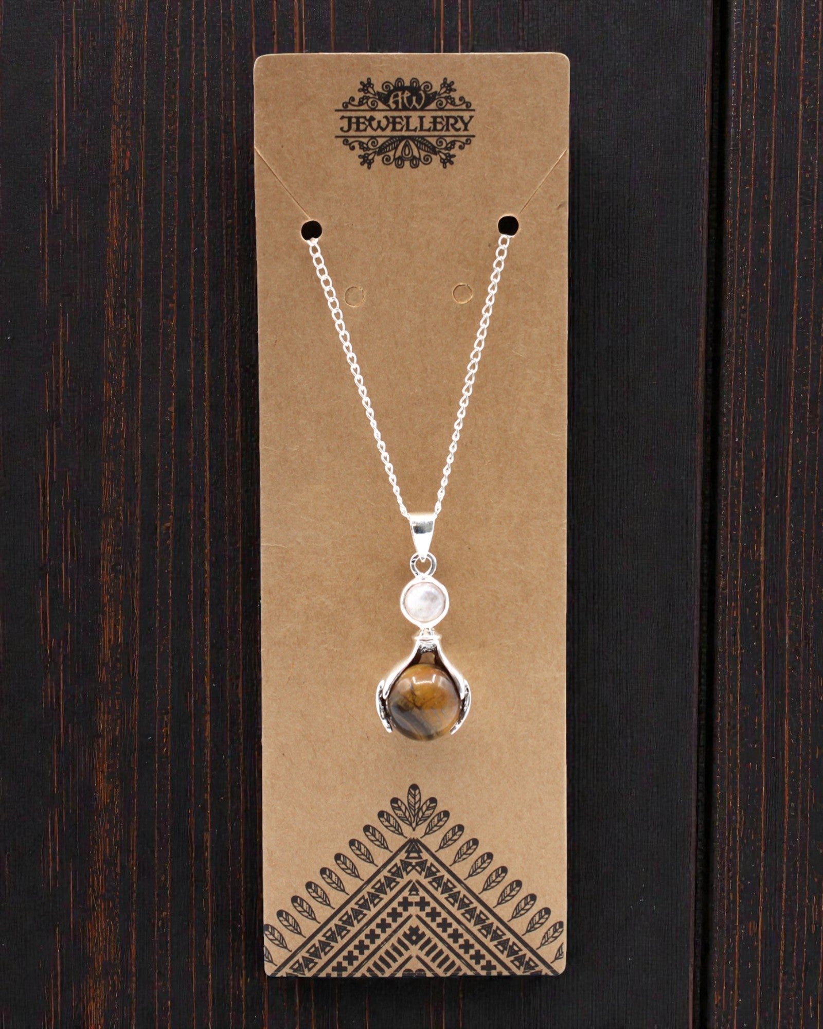 Kristallhänder – halsbandshänge med helande händer av tigeröga