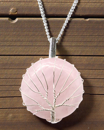 Livets träd ädelstenshalsband – rosenkvarts