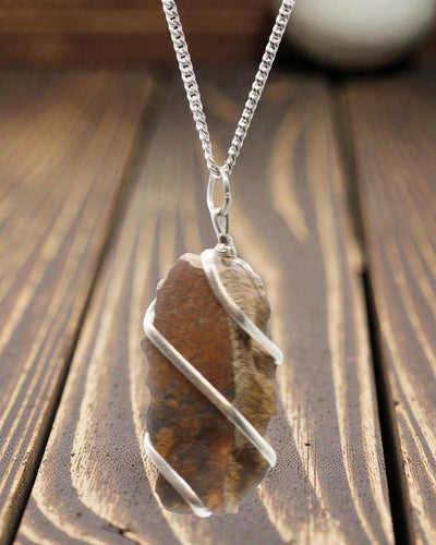 Kaskad-trådlindat ädelstenshalsband - rått tigeröga