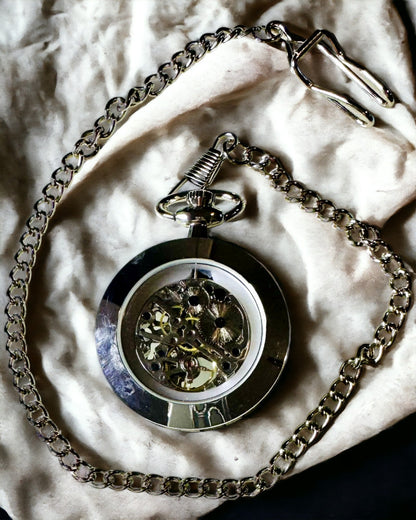 Silver Exklusiv Mekanisk Fickur i Retro Stil, Vattentät - Elegans för Varje Tillfälle, med Gravyr