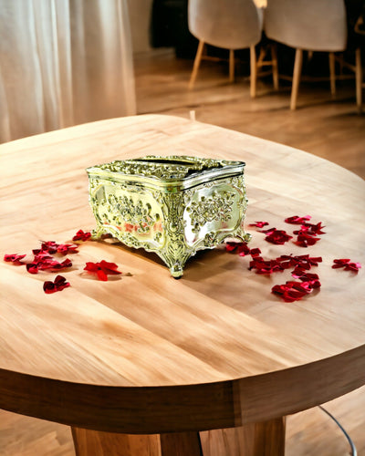 Elegant Låda för Näsdukar med Präglade Blommor - Servetthållare