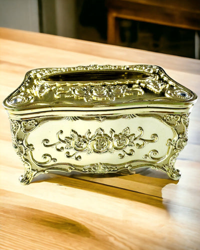 Elegant Låda för Näsdukar med Präglade Blommor - Servetthållare