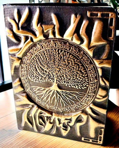 Vintage Dagbok "Livets Träd" A6 - Elegant Präglat Omslag av Konstläder, 100 Sidor