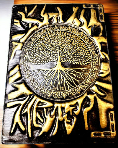 Vintage Dagbok "Livets Träd" A6 - Elegant Präglat Omslag av Konstläder, 100 Sidor