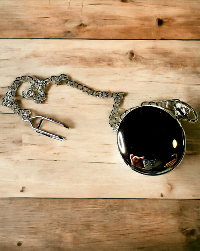 Klassisk Fickur med Romerska Siffror och Kedja, Kvarts, Stålglans - silverfärg