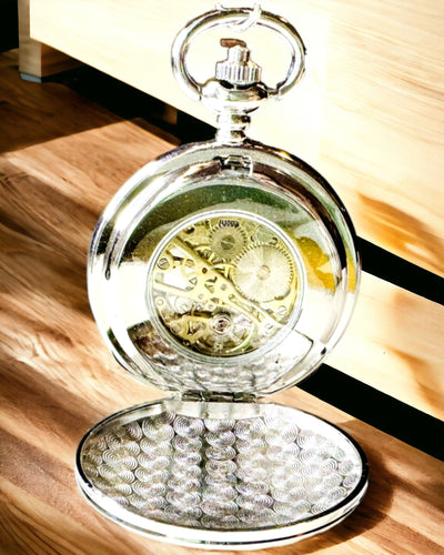 Klassisk Fickur med Dubbel Lock, Manuell, Silverfärg